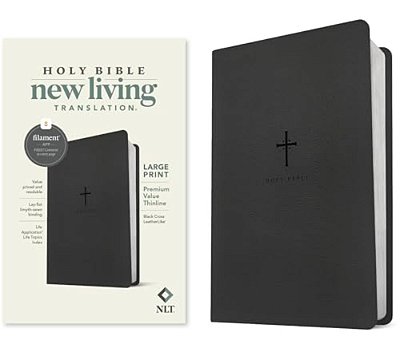 Nlt Large Print Premium Value Thinline Bible, Filament Enabled (Leatherlike, Black Cross)-..