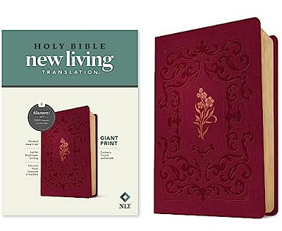 Nlt Giant Print Bible, Filament Enabled (Leatherlike, Cranberry Flourish, Red Letter)-..