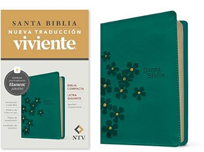 Biblia Compacta Ntv, Letra Gigante Con Filament (Sentipiel, Turquesa Floral, Letra Roja)-..