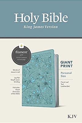 Kjv Personal Size Giant Print Bible, Filament Enabled (Leatherlike, Floral Leaf Teal, Red Letter)-..