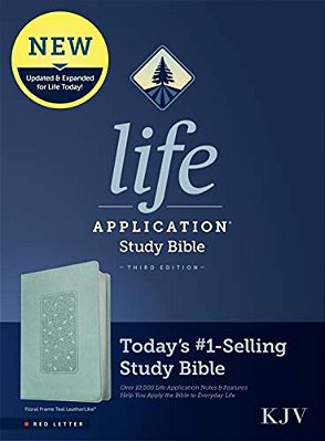 Kjv Life Application Study Bible, Third Edition (Leatherlike, Floral Frame Teal, Red Letter)-..