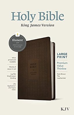 Kjv Large Print Premium Value Thinline Bible, Filament Enabled (Leatherlike, Dark Brown Tile, Red Letter)-..