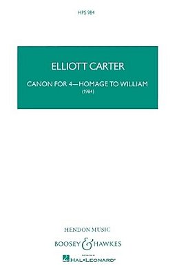 Canon For 4 - Homage To William: For Flute, Bb Bass Clarinet, Violin And Cello-..