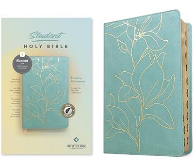 Nlt Student Bible, Thinline Reference, Filament Enabled (Leatherlike, Tropical Iris Teal Blue, Indexed, Red Letter)-..