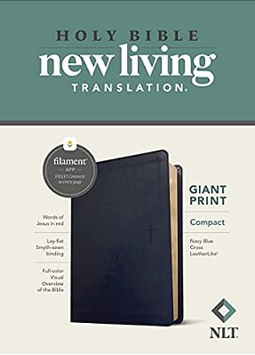 Nlt Compact Giant Print Bible, Filament Enabled (Leatherlike, Navy Blue Cross, Red Letter)-..
