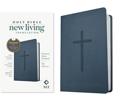 Nlt Premium Value Compact Bible, Filament Enabled (Leatherlike, Navy Cross)-..