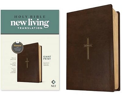 Nlt Giant Print Bible, Filament Enabled (Leatherlike, Rustic Brown Gold Cross, Red Letter)-..