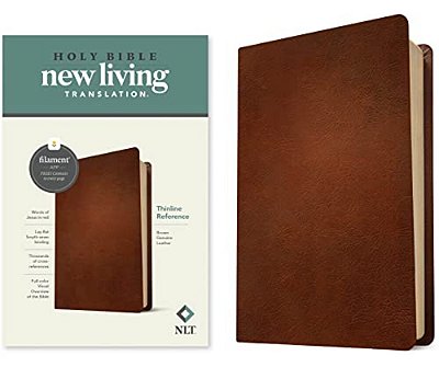 Nlt Thinline Reference Bible, Filament Enabled (Genuine Leather, Brown, Red Letter)-..