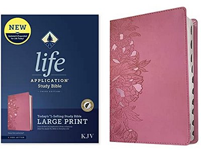 Kjv Life Application Study Bible, Third Edition, Large Print (Leatherlike, Peony Pink, Indexed, Red Letter)-..
