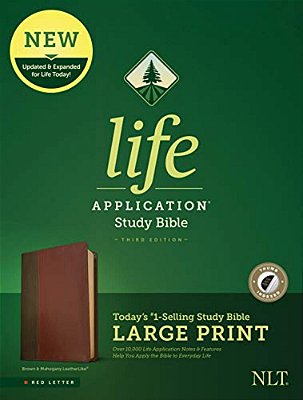 Nlt Life Application Study Bible, Third Edition, Large Print (Red Letter, Leatherlike, Brown/Tan, Indexed)-..