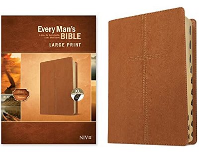Every Man's Bible Niv, Large Print (Leatherlike, Cross Saddle Tan, Indexed)-..