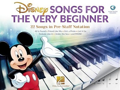 Disney Songs For The Very Beginner: 22 Songs In Pre-Staff Notation (Book/Online Audio)-..