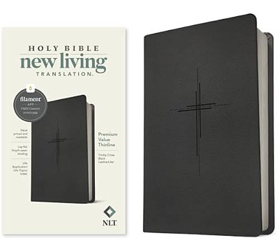 Nlt Premium Value Thinline Bible, Filament Enabled (Leatherlike, Trinity Cross Black)-..