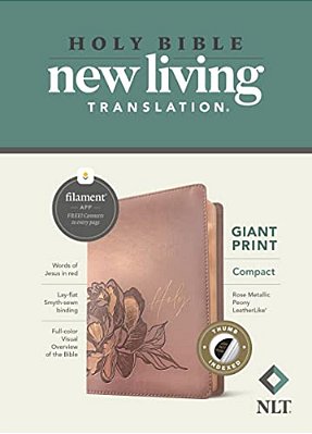 Nlt Compact Giant Print Bible, Filament Enabled (Leatherlike, Rose Metallic Peony, Indexed, Red Letter)-..