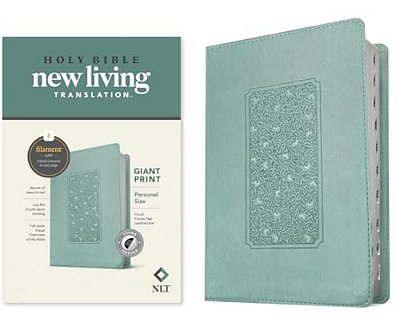 Nlt Personal Size Giant Print Bible, Filament Enabled Edition (Red Letter, Leatherlike, Floral Frame Teal, Indexed)-..