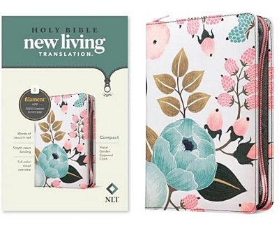 Nlt Compact Zipper Bible, Filament Enabled (Cloth, Floral Garden, Red Letter)-..
