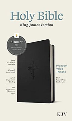 Kjv Premium Value Thinline Bible, Filament Enabled (Leatherlike, Black Radiant Cross, Red Letter)-..