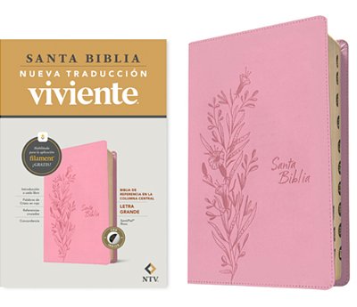 Biblia De Referencia En La Columna Central Ntv, Letra Grande Con Filament (Sentipiel, Rosa, Índice, Letra Roja)-..