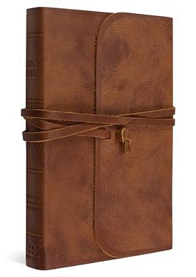 Esv Thinline Bible, Red Letter (Natural Leather, Brown, Flap With Strap)-..