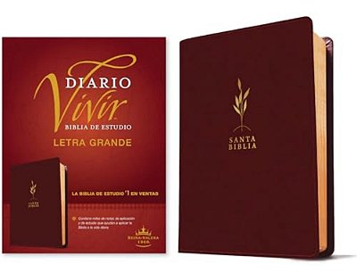 Biblia De Estudio Del Diario Vivir Rvr60, Letra Grande (Sentipiel, Vino Tinto, Letra Roja)-..