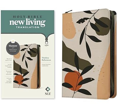 Nlt Thinline Reference Zipper Bible, Filament Enabled (Leatherlike, Sunset Branches, Red Letter)-..
