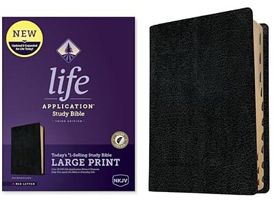 Nkjv Life Application Study Bible, Third Edition, Large Print (Bonded Leather, Black, Indexed, Red Letter)-..