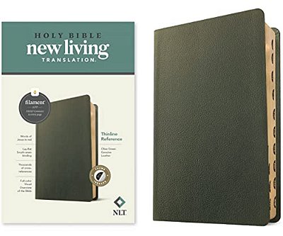 Nlt Thinline Reference Bible, Filament Enabled (Genuine Leather, Olive Green, Indexed, Red Letter)-..