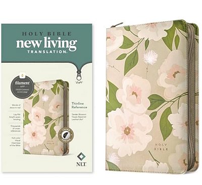 Nlt Thinline Reference Zipper Bible, Filament Enabled (Leatherlike, Tender Blossom Taupe, Indexed, Red Letter)-..