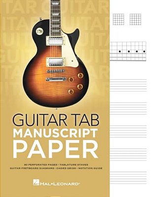 Guitar Tab Manuscript Paper Spiral-Bound Notebook For Guitarists 80 Pages With Tablature Staves Chord Grids & Fretboard Diagrams Music Composition & S-..