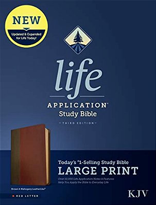 Kjv Life Application Study Bible, Third Edition, Large Print (Leatherlike, Brown/Mahogany, Red Letter)-..