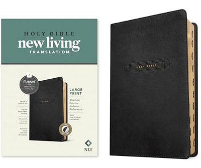 Nlt Large Print Thinline Center-Column Reference Bible, Filament Enabled (Leatherlike, Black Holy Windows, Indexed, Red Letter)-..