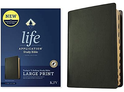 Kjv Life Application Study Bible, Third Edition, Large Print (Genuine Leather, Black, Indexed, Red Letter)-..