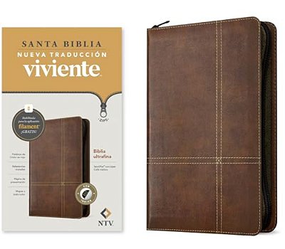 Biblia Ultrafina Ntv De Zíper, Con Filament (Sentipiel, Café Rústico, Índice, Letra Roja)-..