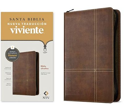 Biblia Ultrafina Ntv De Zíper, Con Filament (Sentipiel, Café Rústico, Letra Roja)-..
