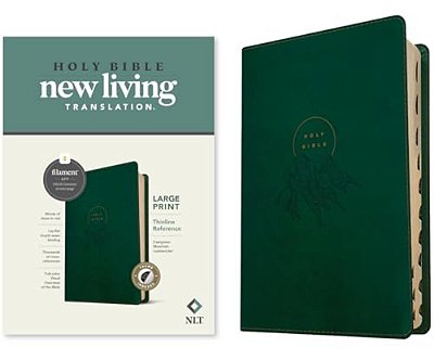 Nlt Large Print Thinline Reference Bible, Filament Enabled (Leatherlike, Evergreen Mountain, Indexed, Red Letter)-..