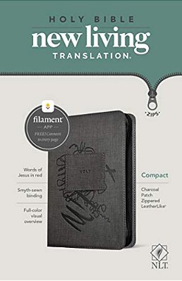 Nlt Compact Zipper Bible, Filament Enabled (Leatherlike, Charcoal Patch, Red Letter)-..