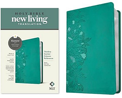 Nlt Thinline Center-Column Reference Bible, Filament Enabled (Leatherlike, Peony Rich Teal, Red Letter)-..