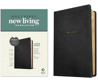 Nlt Large Print Thinline Center-Column Reference Bible, Filament Enabled (Leatherlike, Black Holy Windows, Red Letter)-..