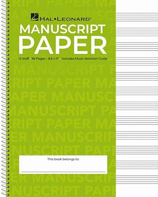 Standard Wirebound Manuscript Paper Green Cover 12 Staves Per Page Music Notation Guide For Composers Students And Musicians Hal Leonard Spiral-Bound-..
