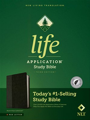 Nlt Life Application Study Bible, Third Edition (Leatherlike, Black/Onyx, Indexed, Red Letter)-..