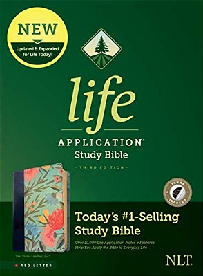 Nlt Life Application Study Bible, Third Edition (Leatherlike, Teal Floral, Indexed, Red Letter)-..