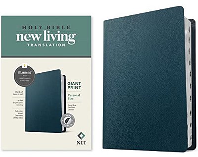 Nlt Personal Size Giant Print Bible, Filament Enabled (Genuine Leather, Navy Blue, Indexed, Red Letter)-..
