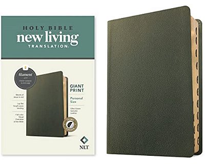 Nlt Personal Size Giant Print Bible, Filament Enabled (Genuine Leather, Olive Green, Indexed, Red Letter)-..