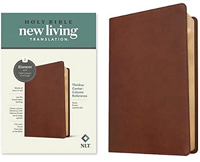 Nlt Thinline Center-Column Reference Bible, Filament Enabled (Leatherlike, Rustic Brown, Red Letter)-..