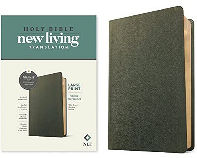 Nlt Large Print Thinline Reference Bible, Filament Enabled (Genuine Leather, Olive Green, Red Letter)-..
