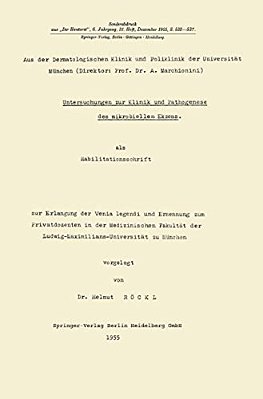 Untersuchungen Zur Klinik Und Pathogenese Des Mikrobiellen Ekzems-..