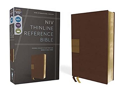Niv, Thinline Reference Bible (Deep Study At A Portable Size), Leathersoft, Brown, Red Letter, Comfort Print-..