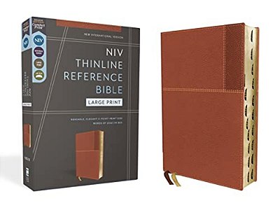 Niv, Thinline Reference Bible (Deep Study At A Portable Size), Large Print, Leathersoft, Brown, Red Letter, Thumb Indexed, Comfort Print-..