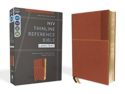 Niv, Thinline Reference Bible (Deep Study At A Portable Size), Large Print, Leathersoft, Brown, Red Letter, Comfort Print-..