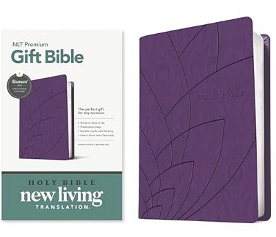 Premium Gift Bible Nlt, Filament Enabled (Leatherlike, Purple Petals, Red Letter)-..
